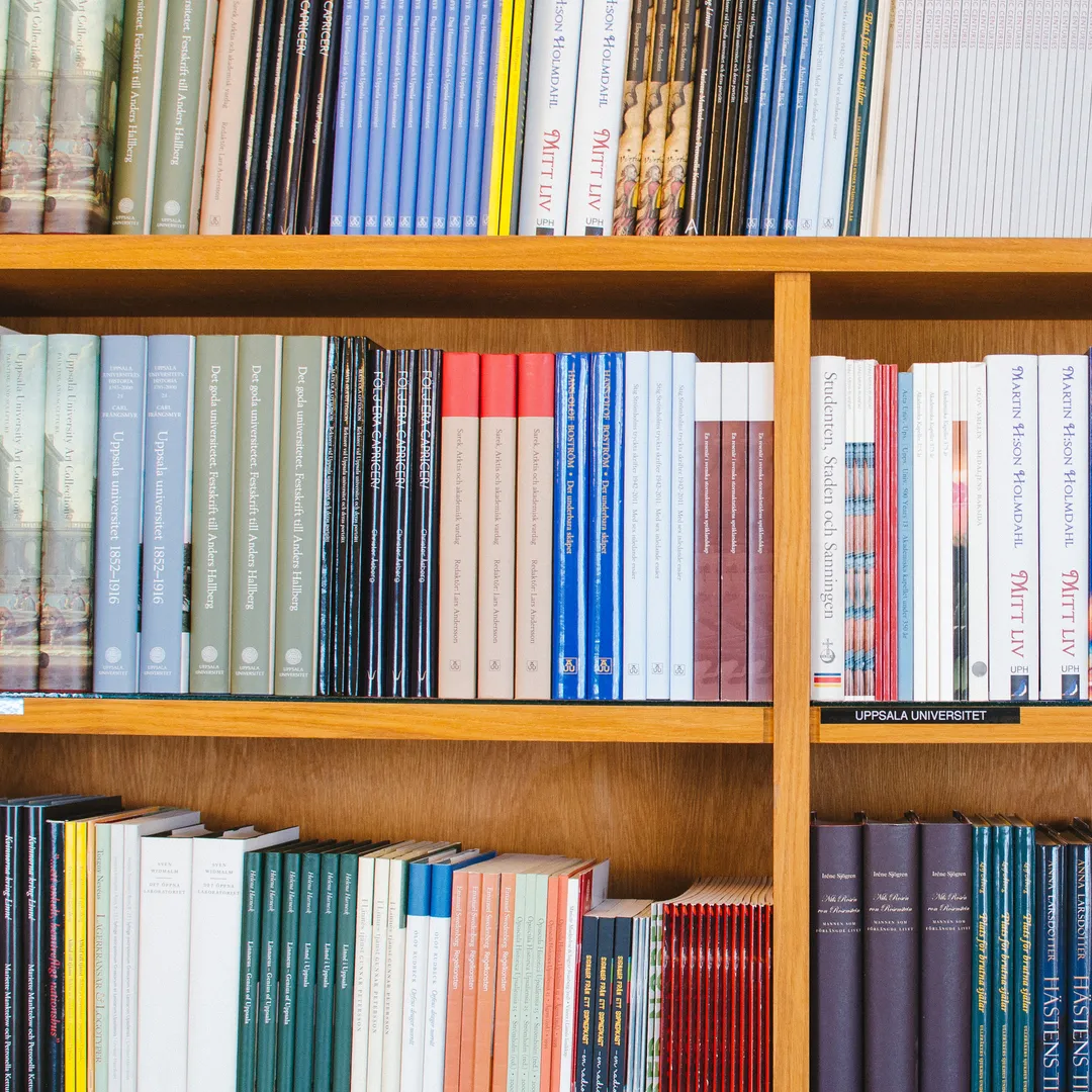 Estantería de madera llena de libros