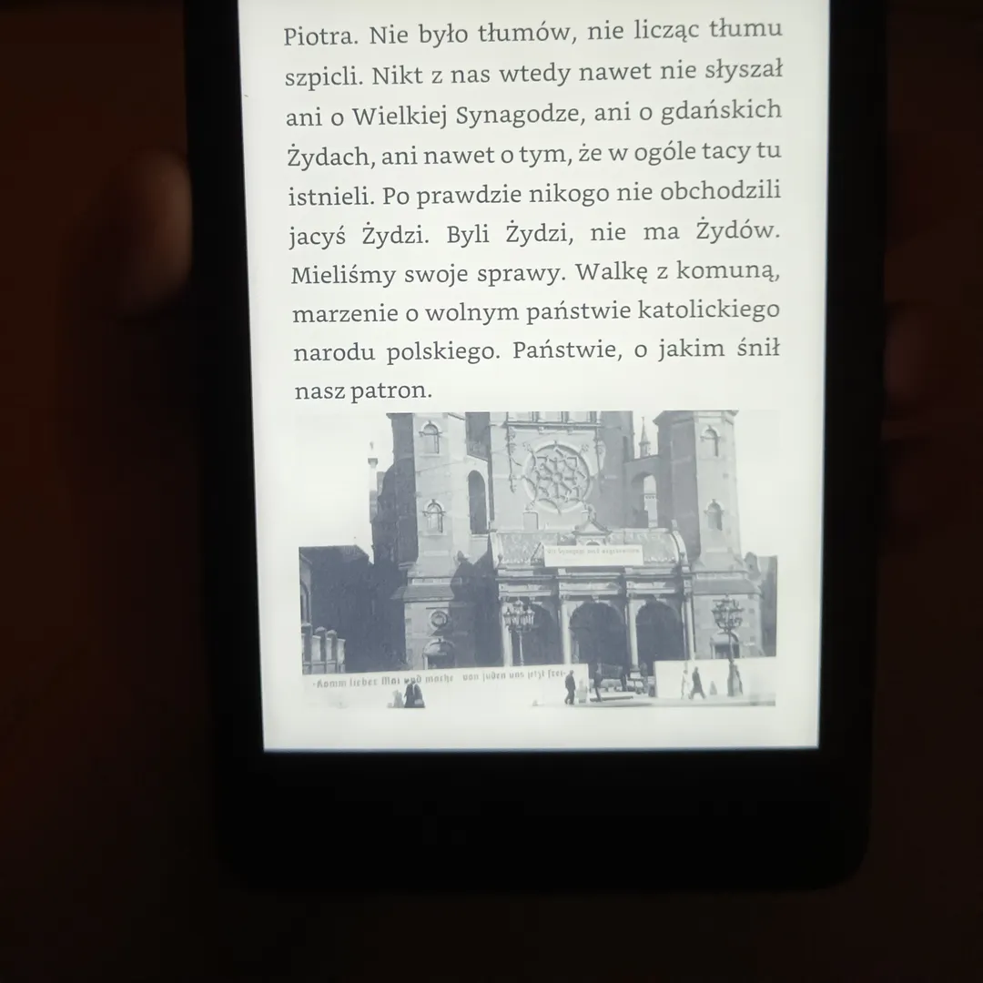 Pantalla de un lector de libros electrónicos con texto