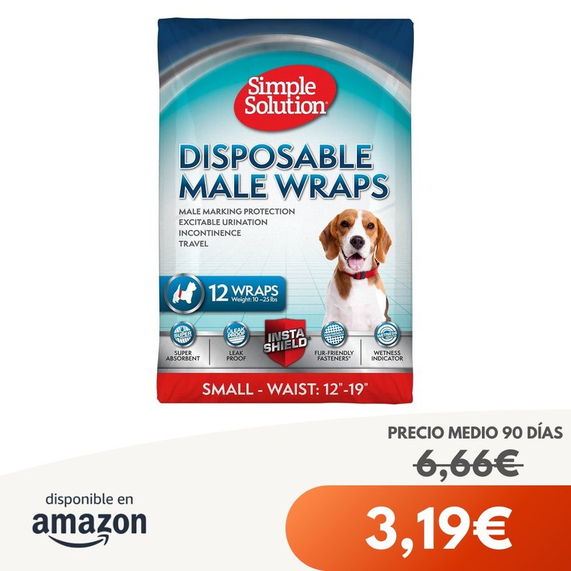 Pañales desechables para perro Simple Solution S 12 ud