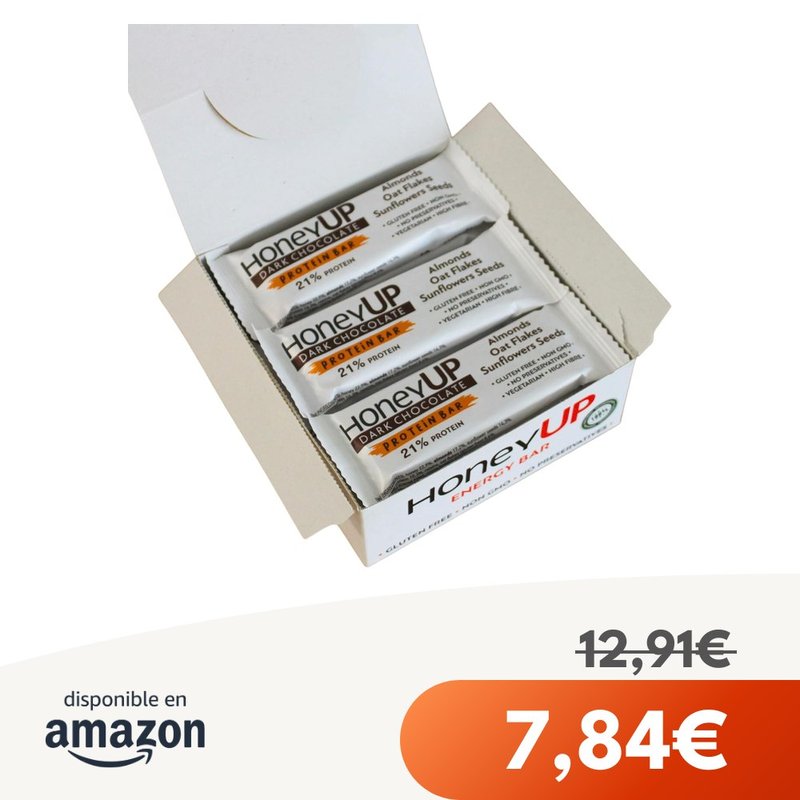 HoneyUp Barritas Chocolate Negro y Almendras 12x40g