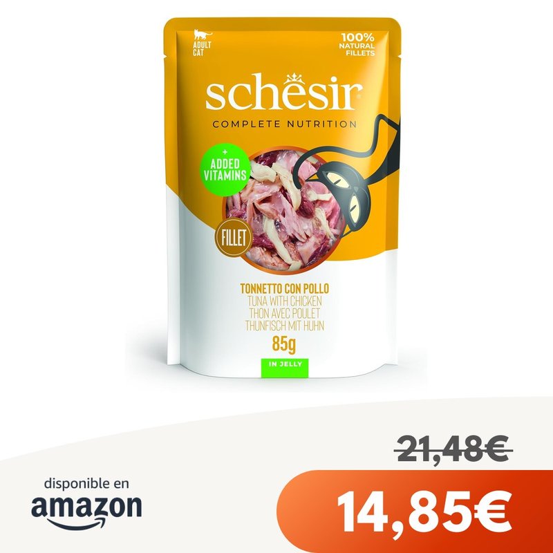 Schesir Atún con Pollo Caldo, Húmedo, Lata, 12 x 85g