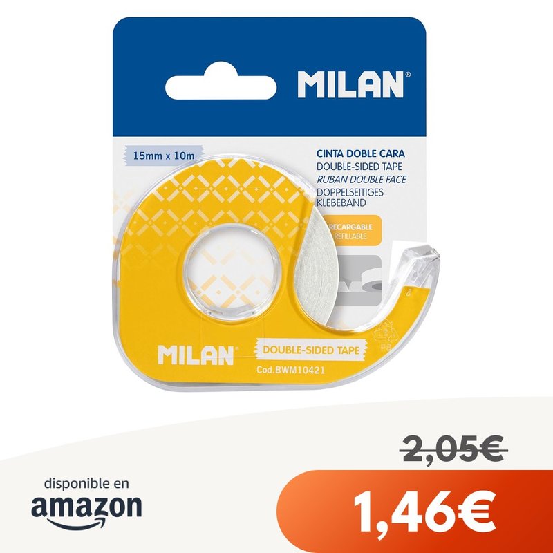 MILAN Blíster cinta adhesiva doble cara 15 mm x 10 m
