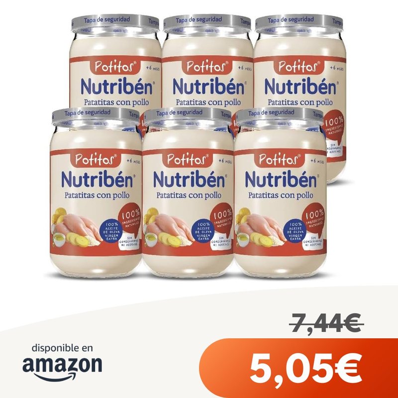 Nutribén Potitos con Pollo Sin Gluten +6 Meses 6x235g