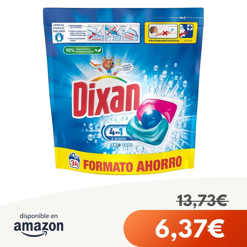 Dixan Detergente en Cápsulas 4 en 1, 34D