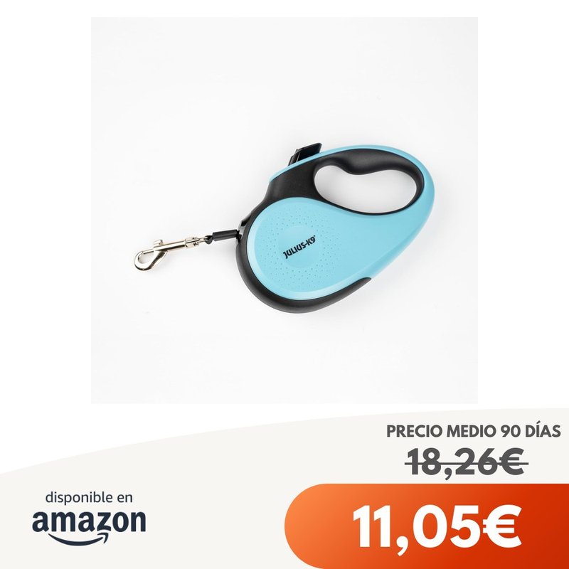 Julius-K9 Correa Retráctil M 5 m Negro/Turquesa