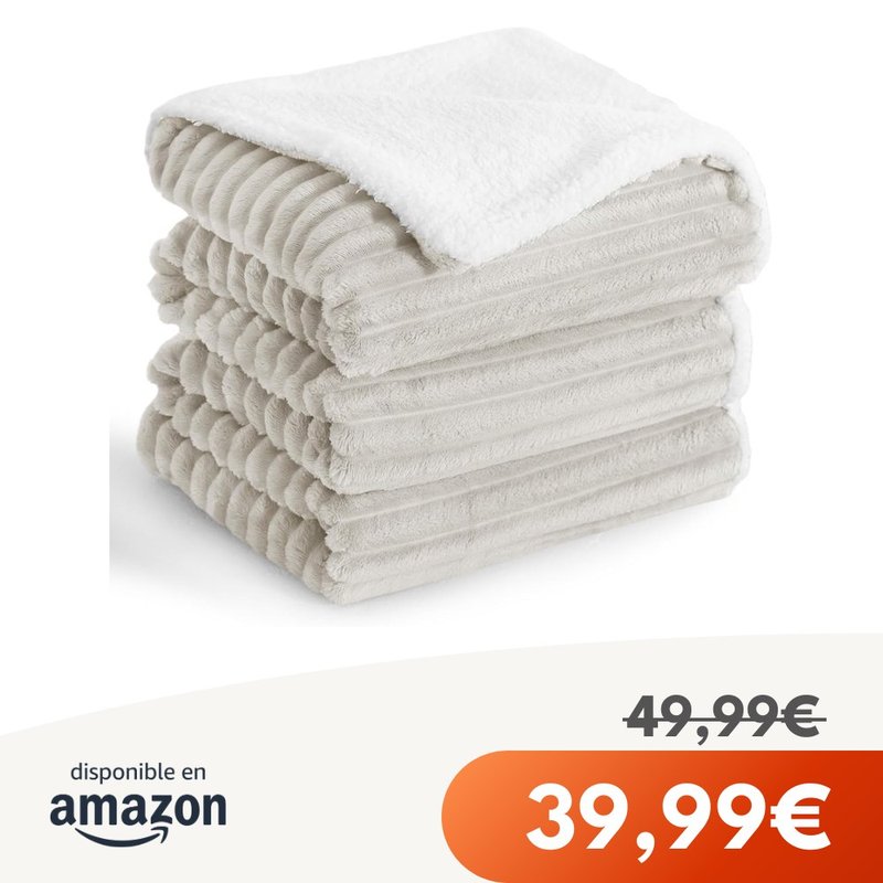 Aisbo Manta Cama Sherpa Beige 220x240