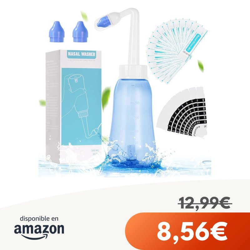 URAQT Lavado Nasal 300ml con 2 Boquillas y Termómetro
