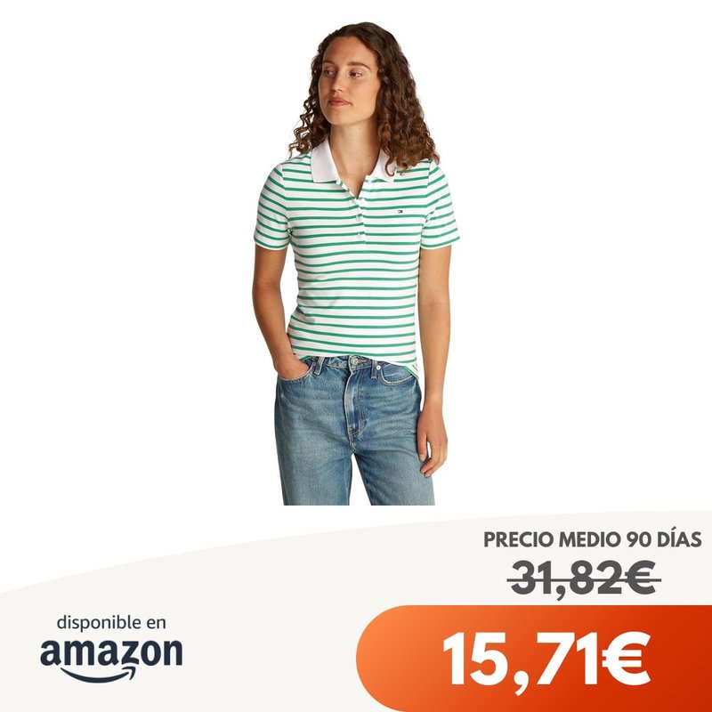 Tommy Hilfiger Polo de Manga Corta para Mujer Slim Fit