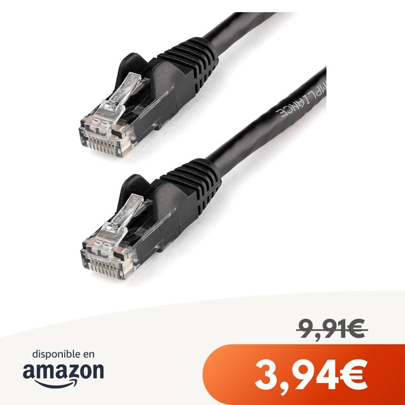Cable Ethernet Cat6 RJ45 2m Negro
