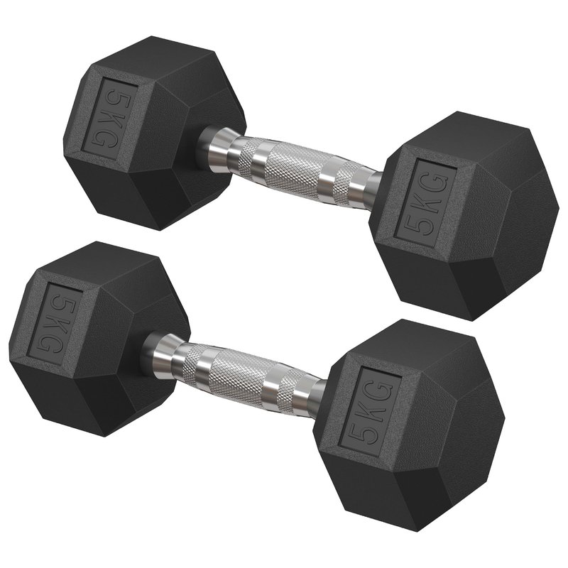 SONGMICS Juego de 2 Mancuernas Hexagonales 5 kg