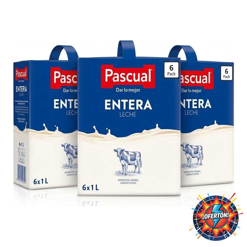 Leche Entera Pascual Pack 6 x 1L