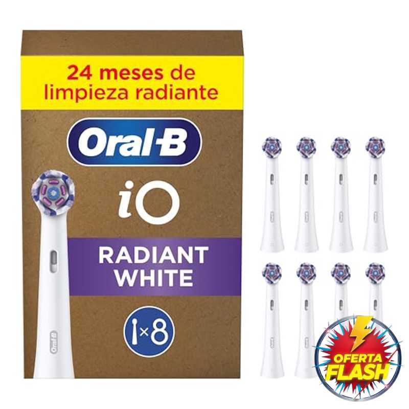 Oral-B iO Radiant White Cabezales de Recambio, Pack de 8